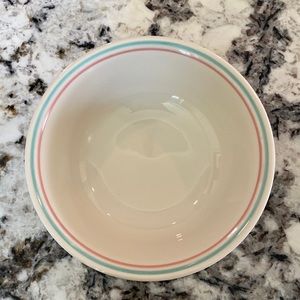 Vintage Corelle cereal bowls. Pink and teal stripe. Set of 8. Measure 6.25in